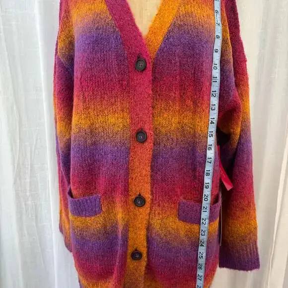 OMBRE CARDIGAN - OMBRE PINK/PURPLE/YELLOW – - Picture 2 of 4